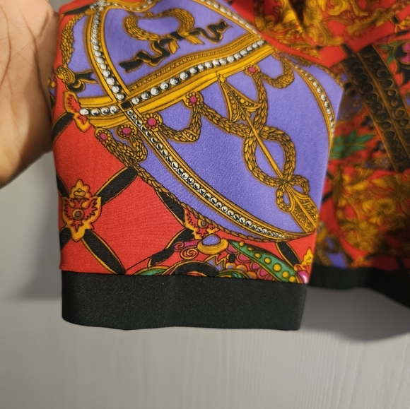 Red and Purple Cropped Blazer with Asymmetrical Design - Picture 6 of 6